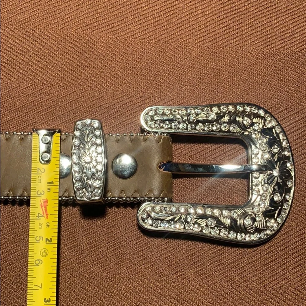 Nakona studded bedazzled statement belt w/buckle